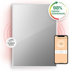 Klarstein La Palma 750 smart, infravörös hősugárzó 2 az 1-ben, 85 x 60 cm, 750 W, tükör elülső rész