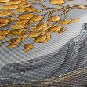 Kép – Fa arany levelekkel (70x50 cm)