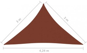 terrakotta háromszögű oxford-szövet napvitorla 3 x 3 x 4,24 m
