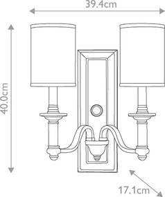 Hinkley HK-SUSSEX2 - SUSSEX fali lámpatest 2xE14/40W/230V matt króm