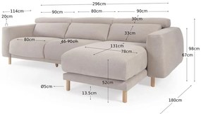 Bézs sarokkanapé (jobb oldali) Singa - Kave Home