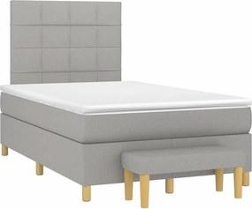 vidaXL világosszürke szövet rugós ágy matraccal 120 x 190 cm