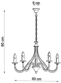 Csillár láncon MINERWA 5 5xE14/40W/230V fekete