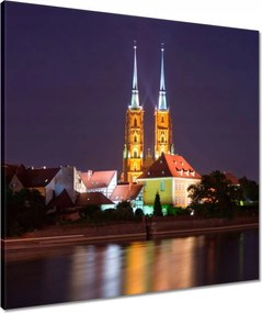 Vászonkép 60x60 Boroszló Éjszaka Katedrális