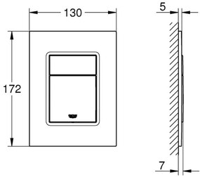 GROHE 37535AL0 - SKATE COSMOPOLITAN S nyomólap, 130 × 172 mm, grafitszínű