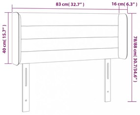 sötétbarna szövet LED-es fejtámla 83 x 16 x 78/88 cm
