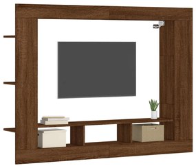barna tölgyszínű szerelt fa TV-szekrény 152x22x113 cm
