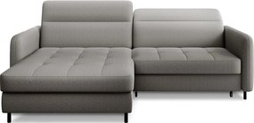 Szürke bársony kinyitható-tárolóhelyes sarokkanapé (bal oldali-heverő résszel) Gomsi – ELTAP