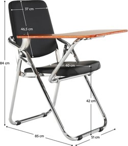 Írólapos szék, fekete/natúr, SONER