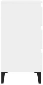 Fehér éjjeliszekrény fémlábakkal 40 x 35 x 69 cm