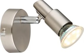 Globo 57385-1 Fali lámpa, LED reflektor, fém nikkel matt, fém krómozott, SzxM: 80x78mm, Mélység: 95mm, 1x GU10 LED 3W 230V izzóval, 250lm forrás, 250lm kimenet, 3000K