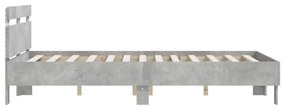 betonszürke ágykeret fejtámlával és LED-del 120x200 cm