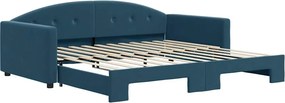 vidaXL kék kihúzható bársony heverő 100 x 200 cm