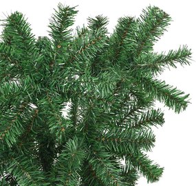 Felfelé fordított műfenyő világítással és golyókkal Zöld 150 cm