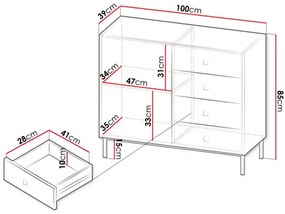 Komód Probazzo 1D4SZ (fekete + arany) . 1103668