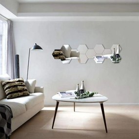 Fali tükör matrica szett 12 db-os 20x17 cm Hexagonal – Ambiance