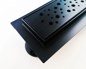 Lineáris zuhanyfolyóka 60 cm alacsony beépítés 52 mm Csepp mintás Fekete