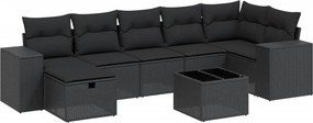 vidaXL 8 részes fekete polyrattan kerti ülőgarnitúra párnákkal