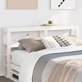 fehér tömör fenyőfa fejtámla polcokkal 150 cm