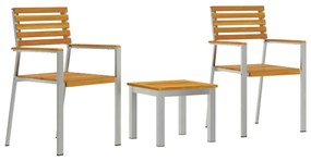 vidaXL Kert étkező szett 3 pcs Barna Tömör Akácfa