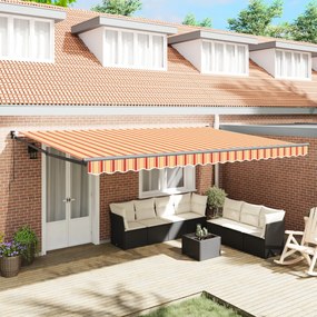 Manuális Behúzható Napellenző Sárga és Narancs 500x300 cm