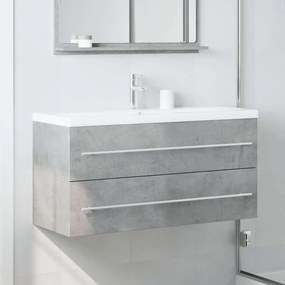 betonszürke szerelt fa mosdószekrény 100 x 38,5 x 48 cm
