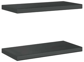 2 db fekete rozsdamentes acél fali polc 50 x 23,5 x 3 cm