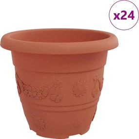 vidaXL Kerek Virágcserép 24 pcs Tégla Vörös Ø 26 x 21,5 cm Műanyag
