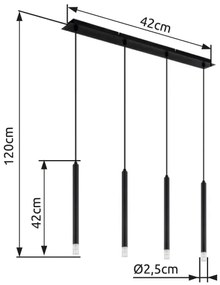 Globo 15629-4 - Csillár zsinóron BLAKE 4xG9/4W/230V fekete