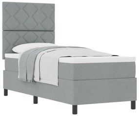 Box Spring Ágy Matresszel Világosszürke 80x200 cm Textil