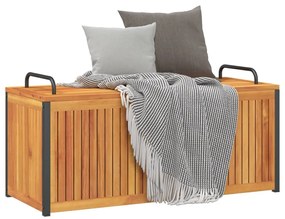 tömör akácfa és acél kültéri párnatartó láda 110x45x42/53 cm