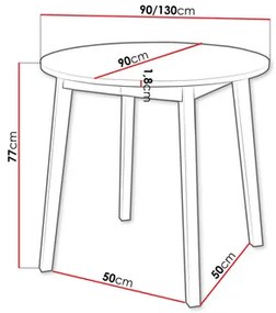 Széthúzható étkezőasztal 90 cm Kertare S 90 (arany craft tölgy + fekete) (2-4 személy részére). 1105355