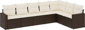 vidaXL 7 részes barna polyrattan kerti ülőgarnitúra párnákkal