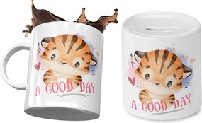 Tigris mintás bögre persely ajándék szett fényképpel