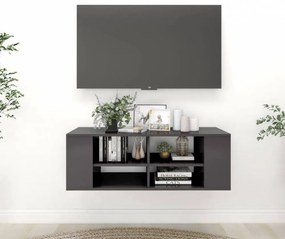 Magasfényű szürke falra szerelhető tv-szekrény 102 x 35 x 35 cm