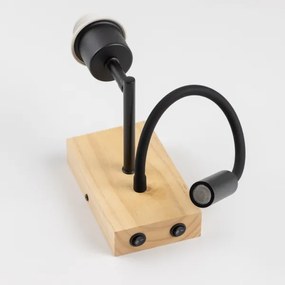 Brilagi - LED Rugalmas fali lámpa NUBILA WOOD 1xE27/25W/230V + LED/3W tölgy/fekete