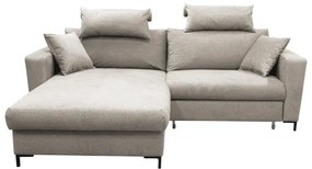 L-alakú, balos elrendezésű, ággyá alakítható sarokgarnitúra tárolóval HORTA, szürke