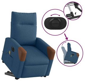 elektromos felállást segítő kék szövet dönthető masszázsfotel