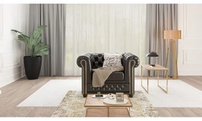 Fekete bőrutánzat fotel York – Ropez