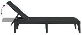 antracitszürke PP napozóágy 186 x 60 x 29 cm