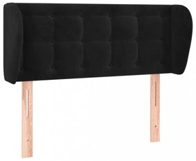 fekete bársony fejtámla szárnyakkal 83x23x78/88 cm
