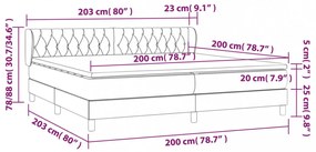 sötétszürke bársony rugós ágy matraccal 200x200 cm