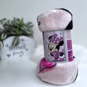 Rózsaszín mikroplüss gyerek takaró 100x150 cm Minnie Flowers – Jerry Fabrics