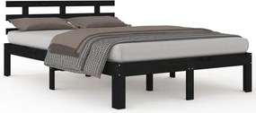 vidaXL fekete tömör fa ágykeret 200x200 cm
