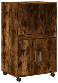 füstös tölgy színű szerelt fa kerekes szekrény 55 x 40 x 91 cm