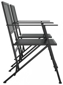 kétszemélyes fekete acél összecsukható kerti pad 137 cm