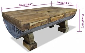 vegyes újrahasznosított fa dohányzóasztal 90 x 50 x 35 cm