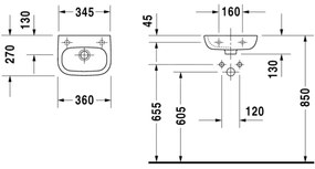 Duravit 7053600092 - Falra szerelhető mosdó D-CODE 36x27 cm kerámia/fényes fehér