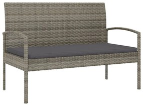 szürke polyrattan kerti pad párnával 105 cm