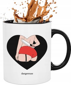 Bögre Fehér, Fekete Belsővel És Fogantyúval Dangereuse 330ML Divatos Felső Minta